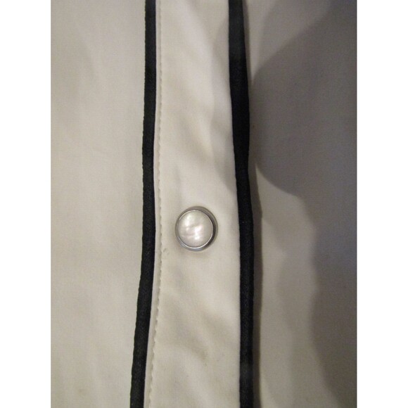 Indies Pearl Snap Shirt Western Ivory Collared Black Trim Womens Size 38 US S - Picture 6 of 9